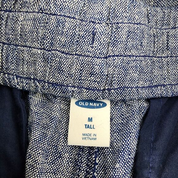 Old Navy Pants Medium Tall High Waisted Linen Blend Straight Cropped Chambray - Picture 8 of 10